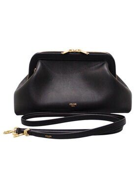 Celine Small Doctor Pouch 106 Shoulder Bag Calfskin Black Gold Genus